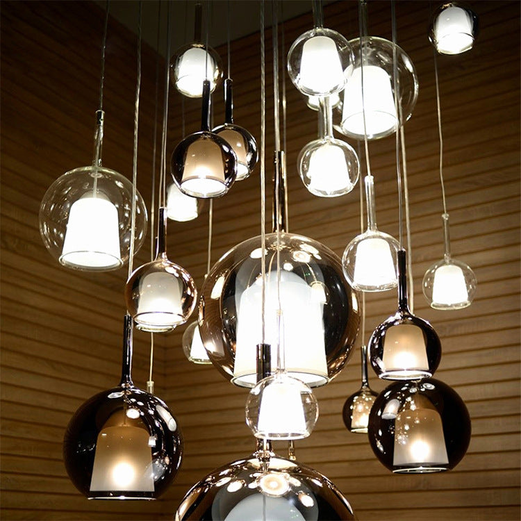 Suspension design verre fumé double paroi nordique