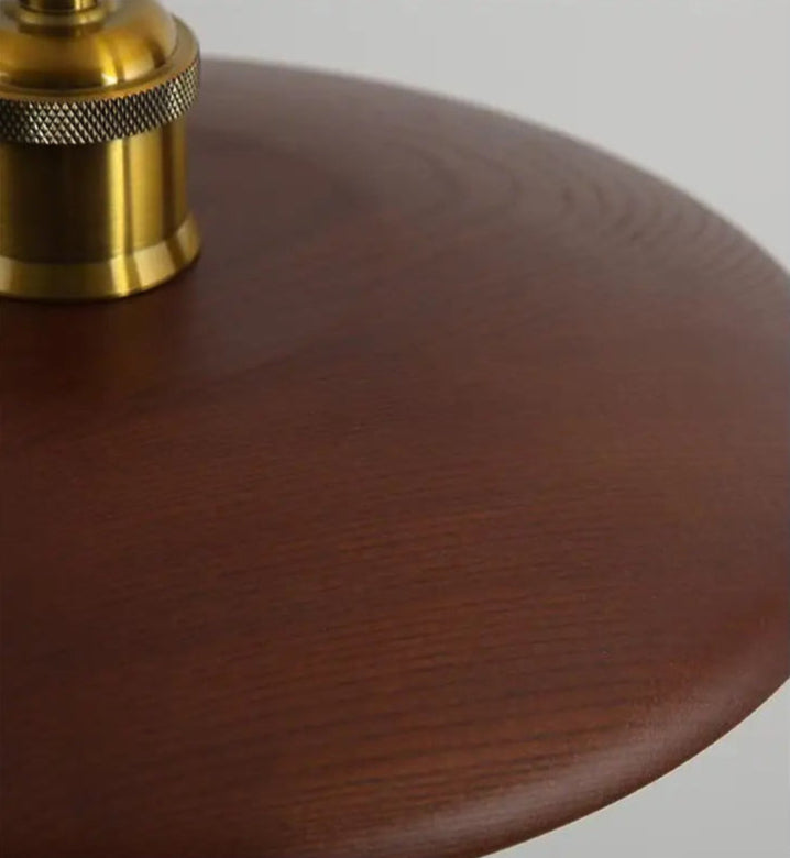 Suspension scandinave bois naturel et laiton doré