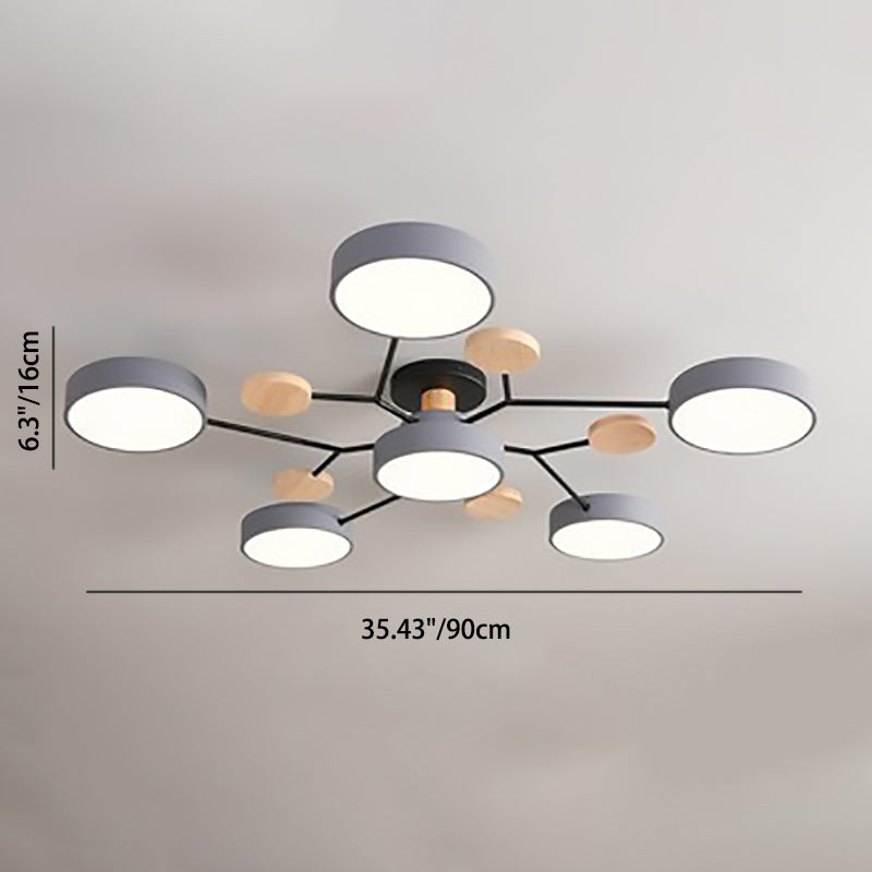 Plafonnier LED design scandinave en métal et bois