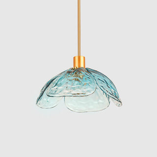 Suspension moderne en verre floral avec finition dorée