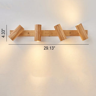 Plafonnier japonais bois massif spots orientables design