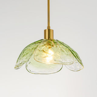 Suspension moderne en verre floral avec finition dorée