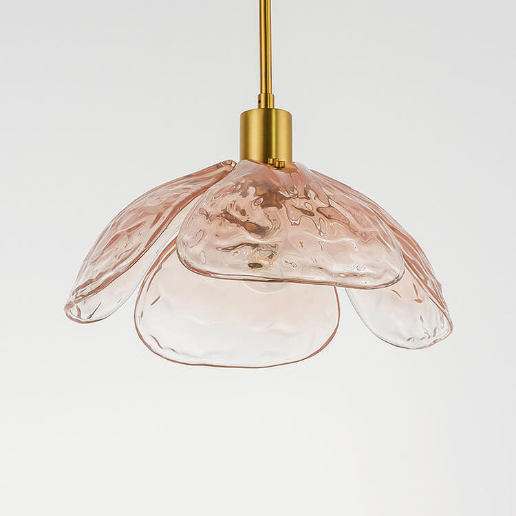 Suspension moderne en verre floral avec finition dorée