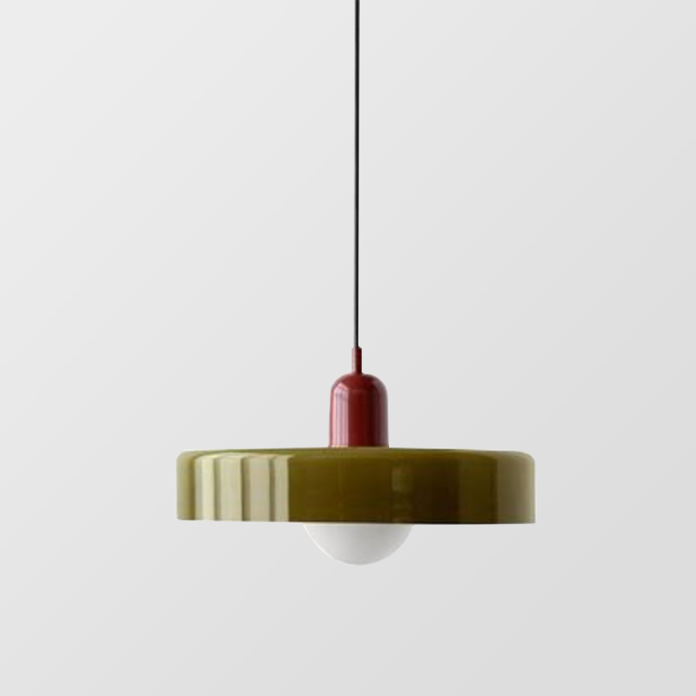 Suspension design moderne bicolore en verre coloré