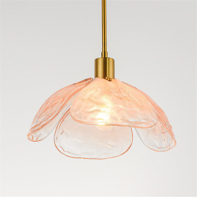Suspension moderne en verre floral avec finition dorée