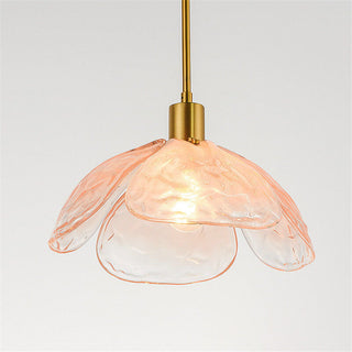 Suspension moderne en verre floral avec finition dorée