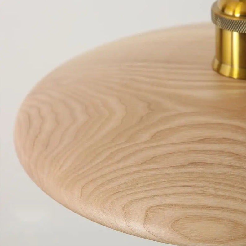 Suspension scandinave bois naturel et laiton doré