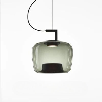 Suspension design en verre coloré et métal noir