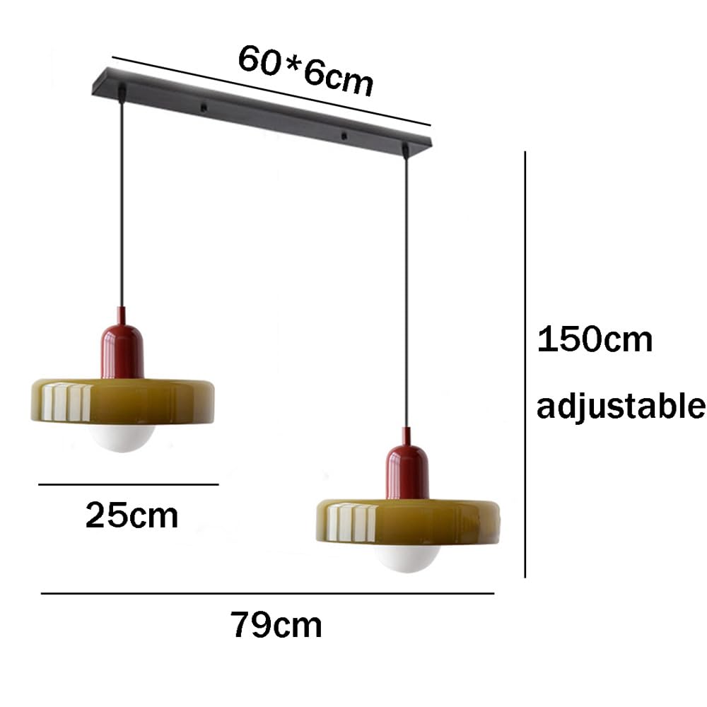 Suspension vintage double Bauhaus en verre et métal