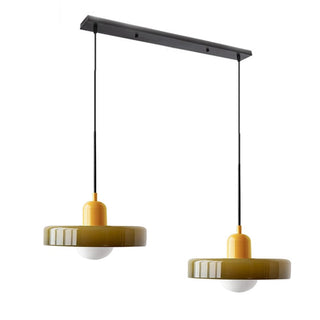 Suspension vintage double Bauhaus en verre et métal