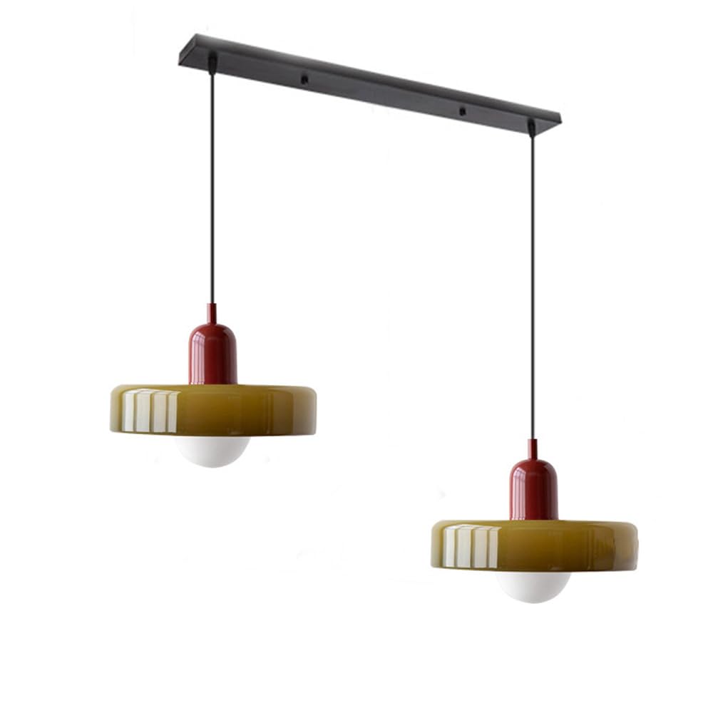 Suspension vintage double Bauhaus en verre et métal