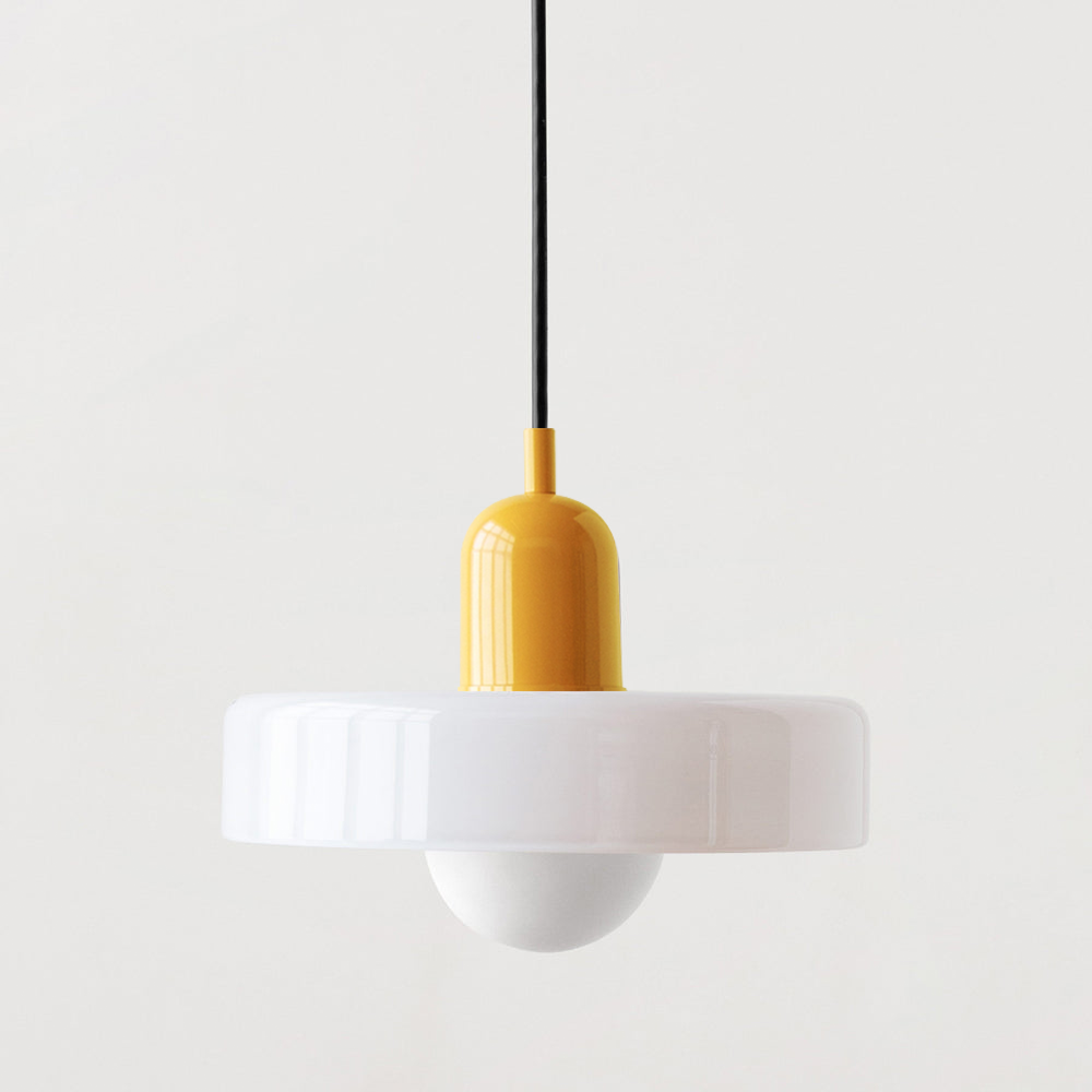 Suspension design moderne bicolore en verre coloré