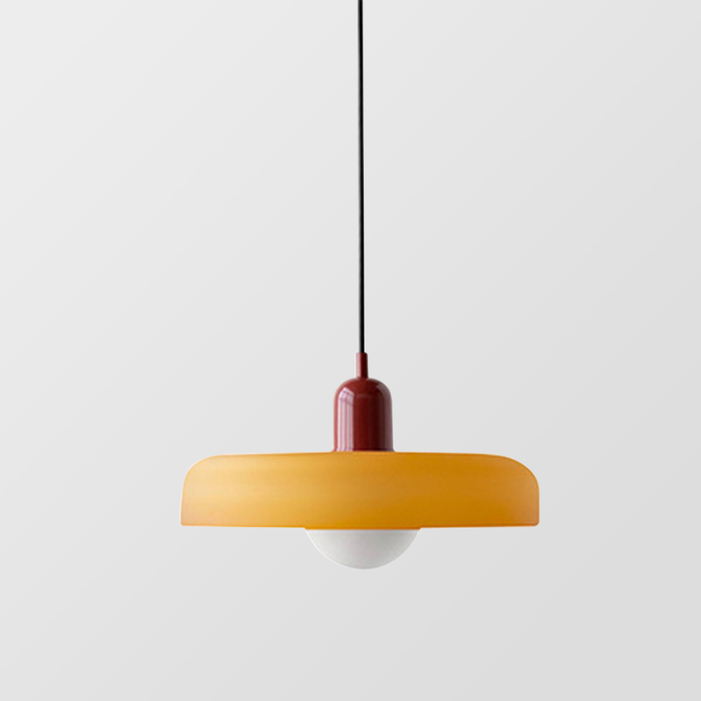 Suspension design moderne bicolore en verre coloré