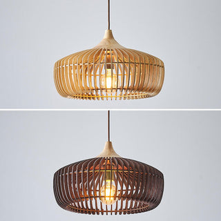 Suspension japonaise en bois naturel style vintage