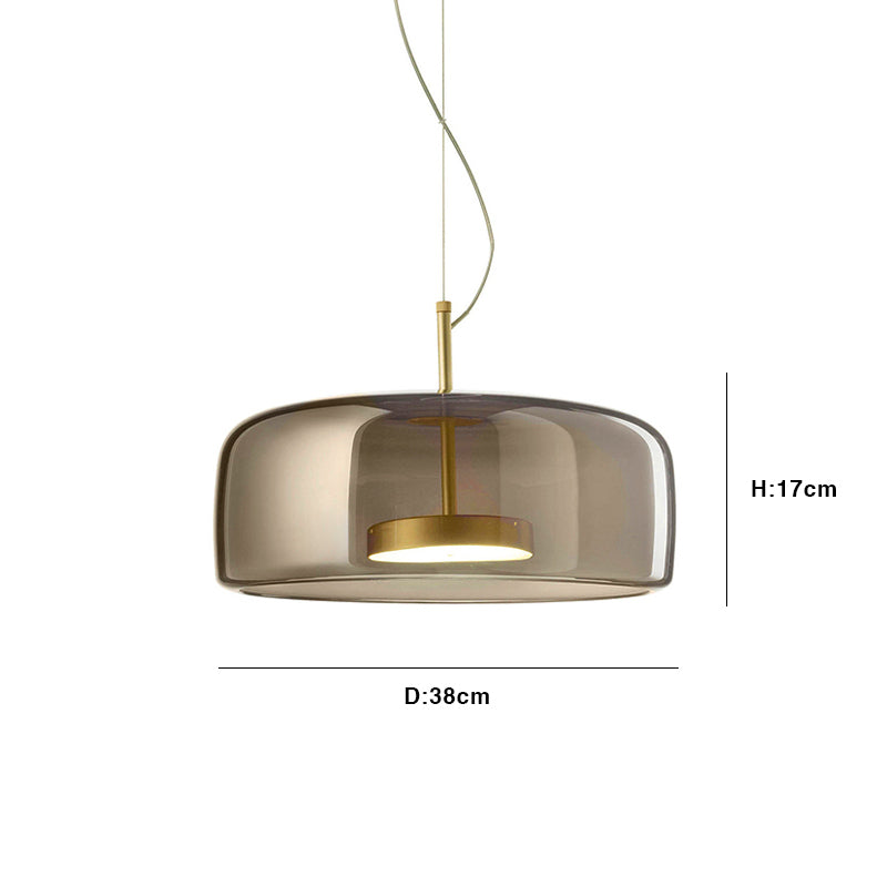 Suspension moderne en verre fumé et métal doré