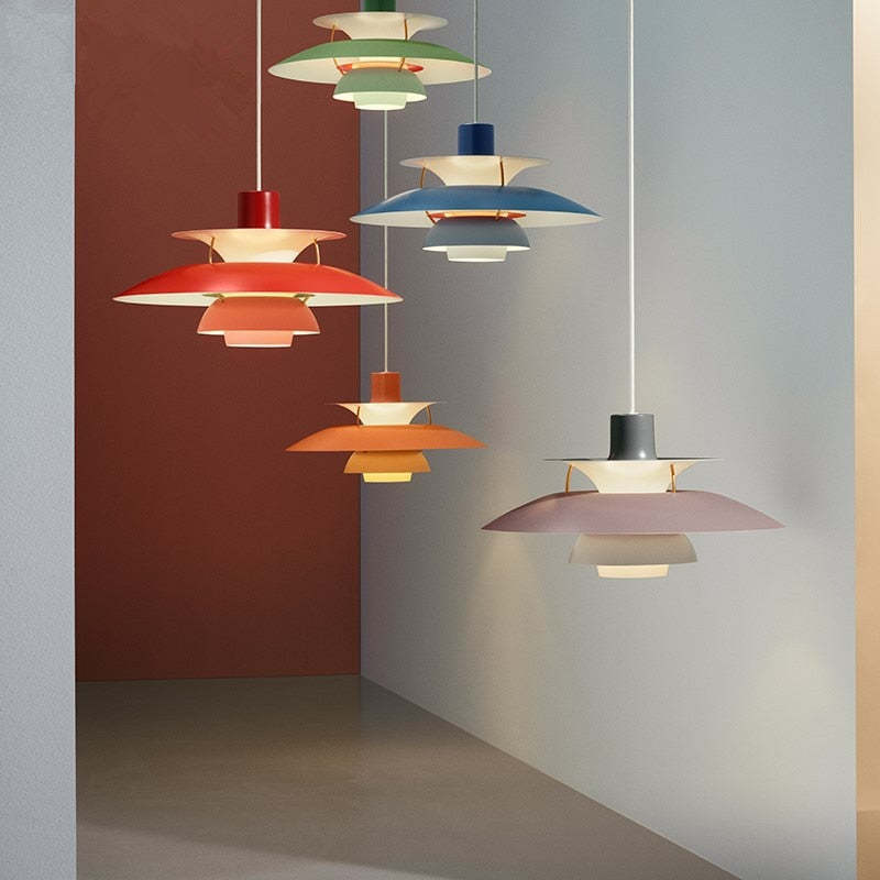 Suspension design scandinave LED métal multicouches
