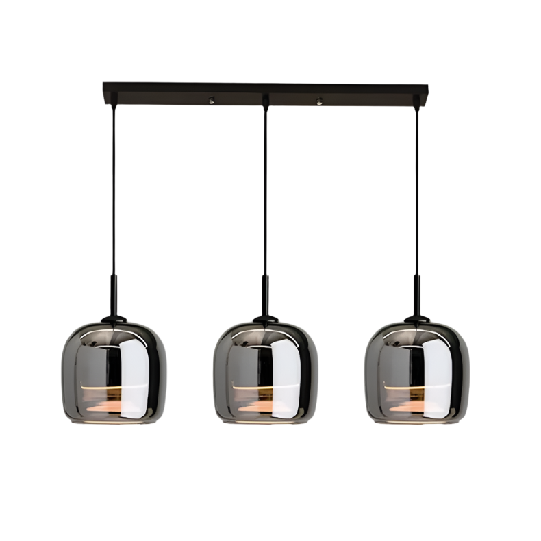 Suspension design verre noir effet miroir moderne