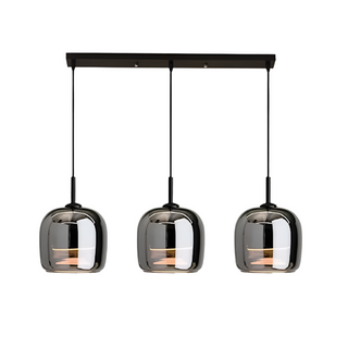 Suspension design verre noir effet miroir moderne