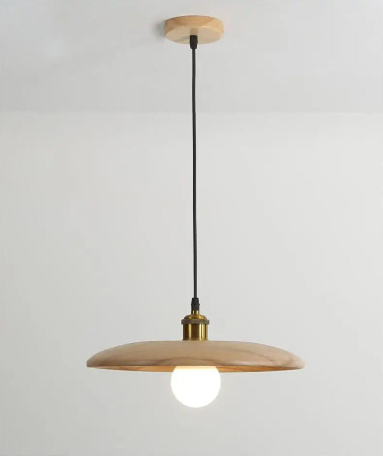 Suspension scandinave bois naturel et laiton doré