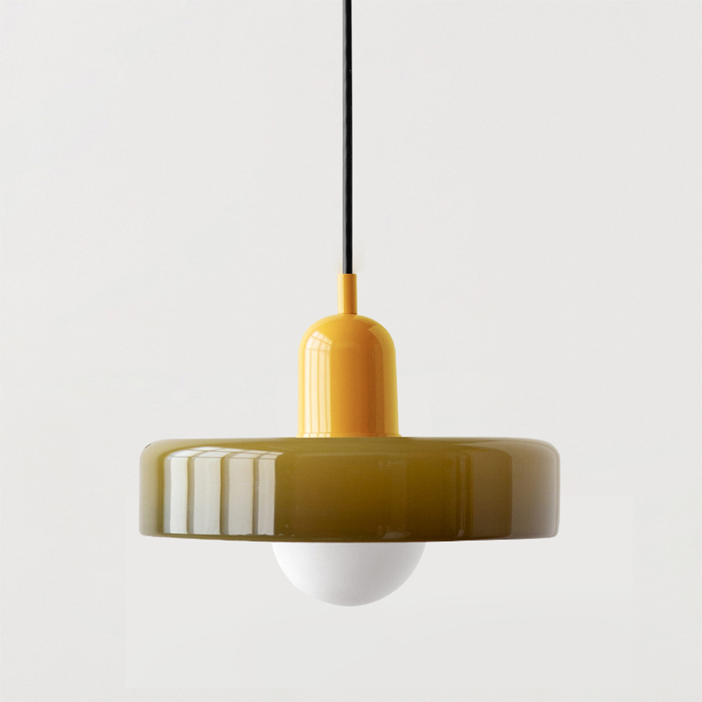 Suspension design moderne bicolore en verre coloré