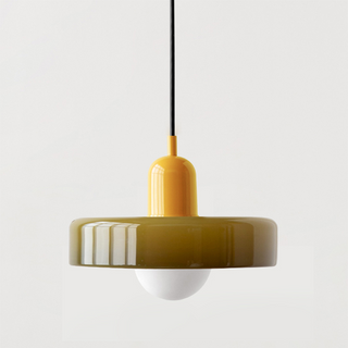 Suspension design moderne bicolore en verre coloré