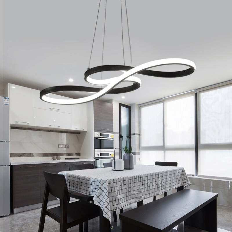 Suspension LED design infini en métal doré moderne
