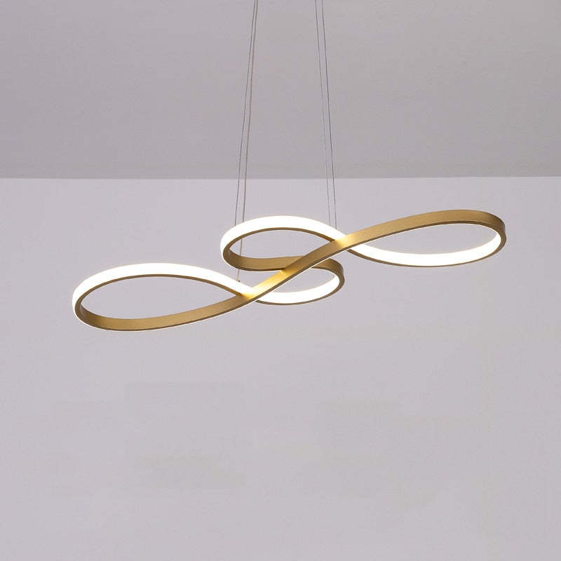 Suspension LED design infini en métal doré moderne