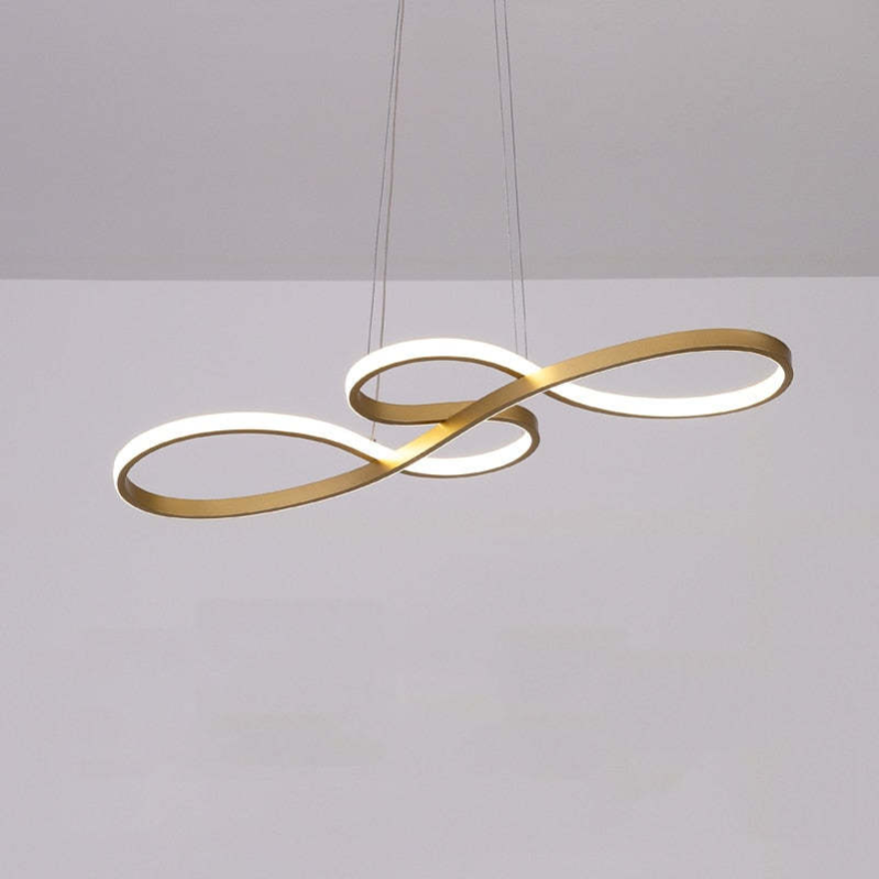 Suspension LED design infini en métal doré moderne
