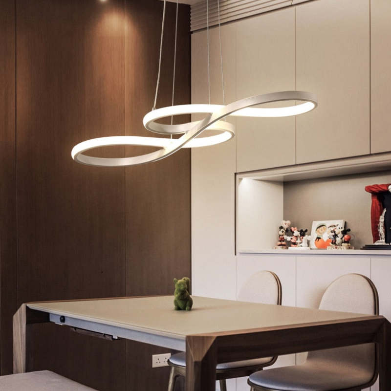 Suspension LED design infini en métal doré moderne