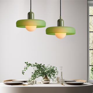 Suspension design moderne bicolore en verre coloré