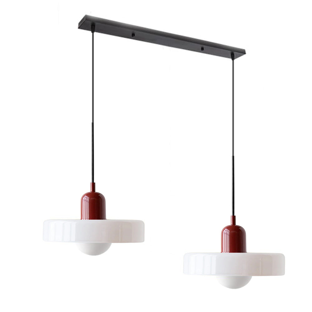 Suspension vintage double Bauhaus en verre et métal