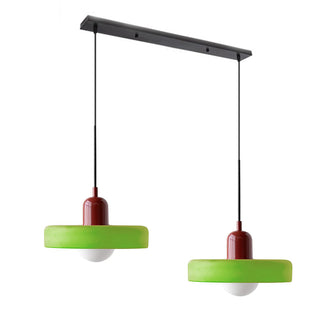 Suspension vintage double Bauhaus en verre et métal