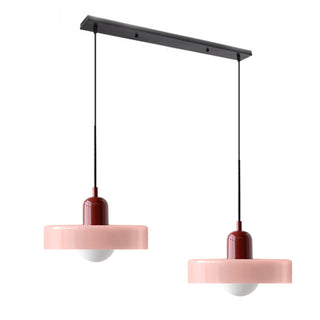 Suspension vintage double Bauhaus en verre et métal
