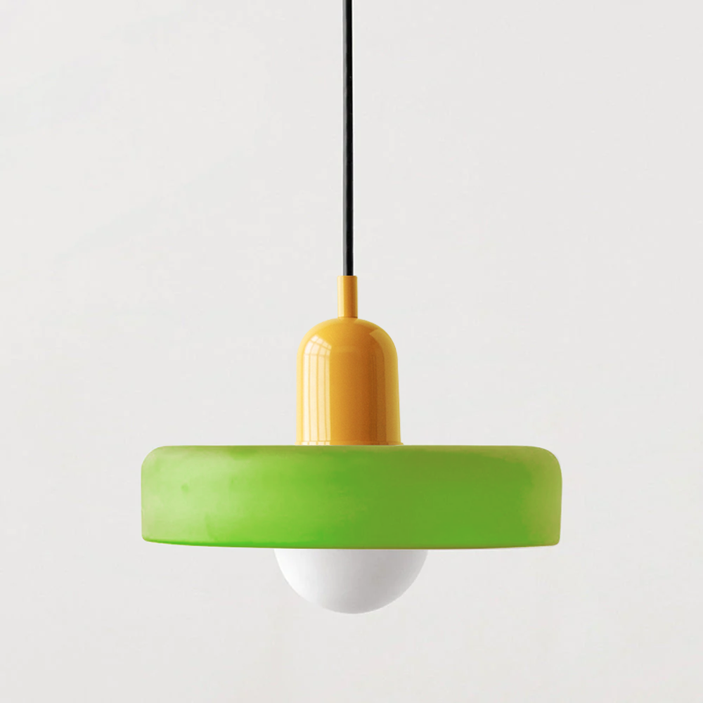 Suspension design moderne bicolore en verre coloré