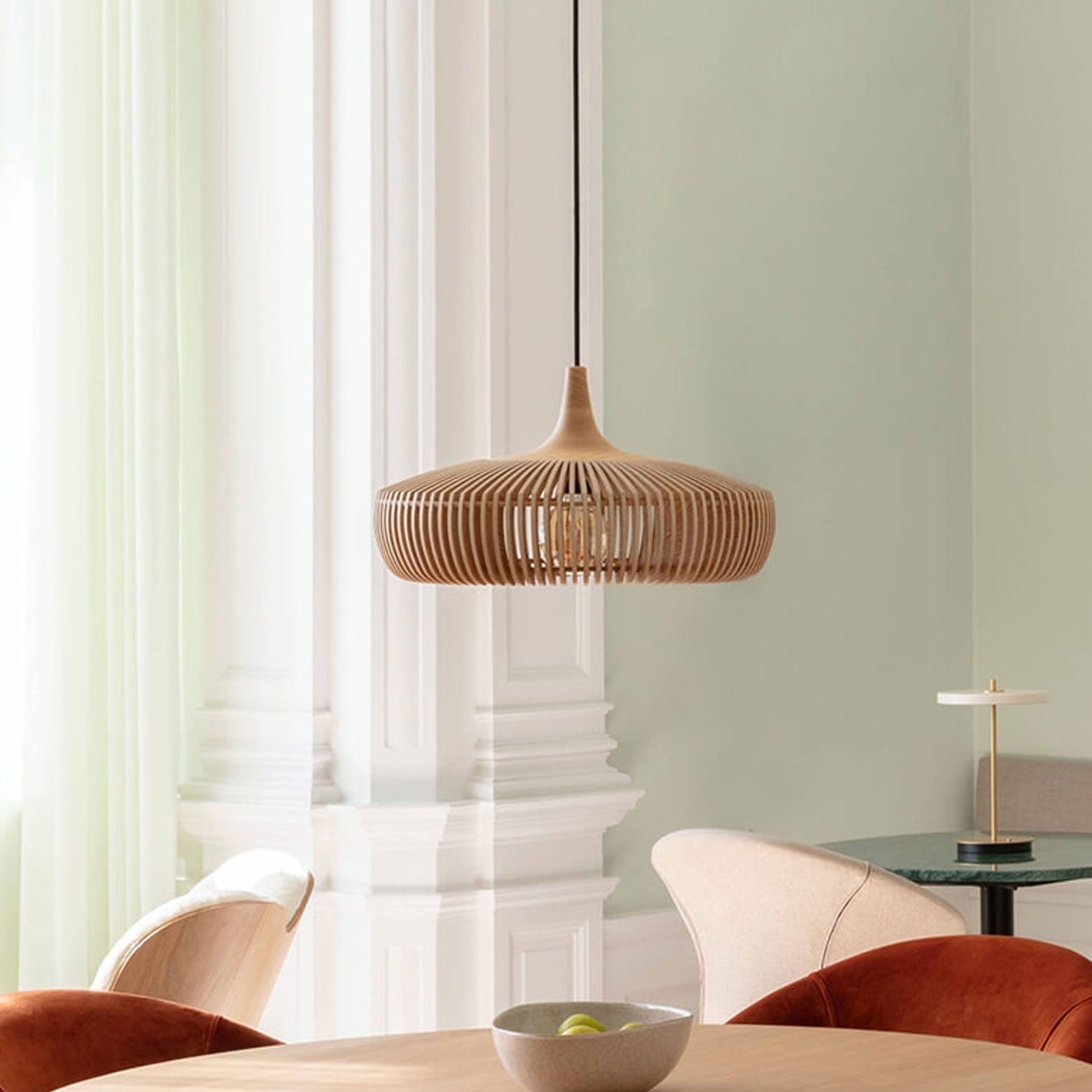 Suspension japonaise en bois naturel style vintage