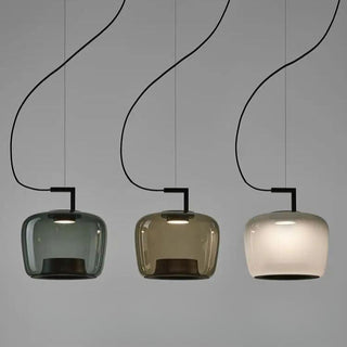 Suspension design en verre coloré et métal noir
