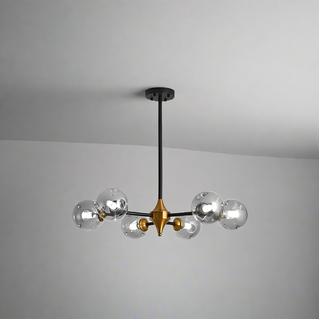 Suspension moderne verre soufflé branches dorées design