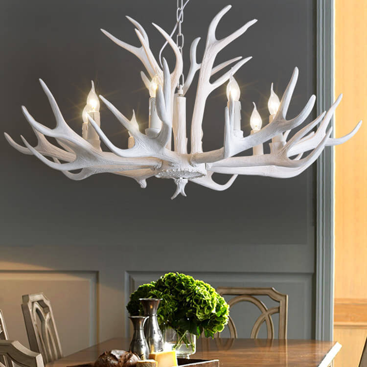Suspension bois de cerf design en résine rustique