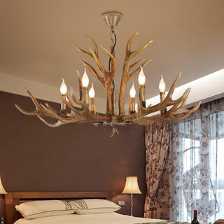 Suspension bois de cerf design en résine rustique