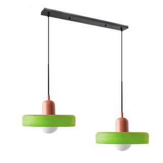 Suspension vintage double Bauhaus en verre et métal