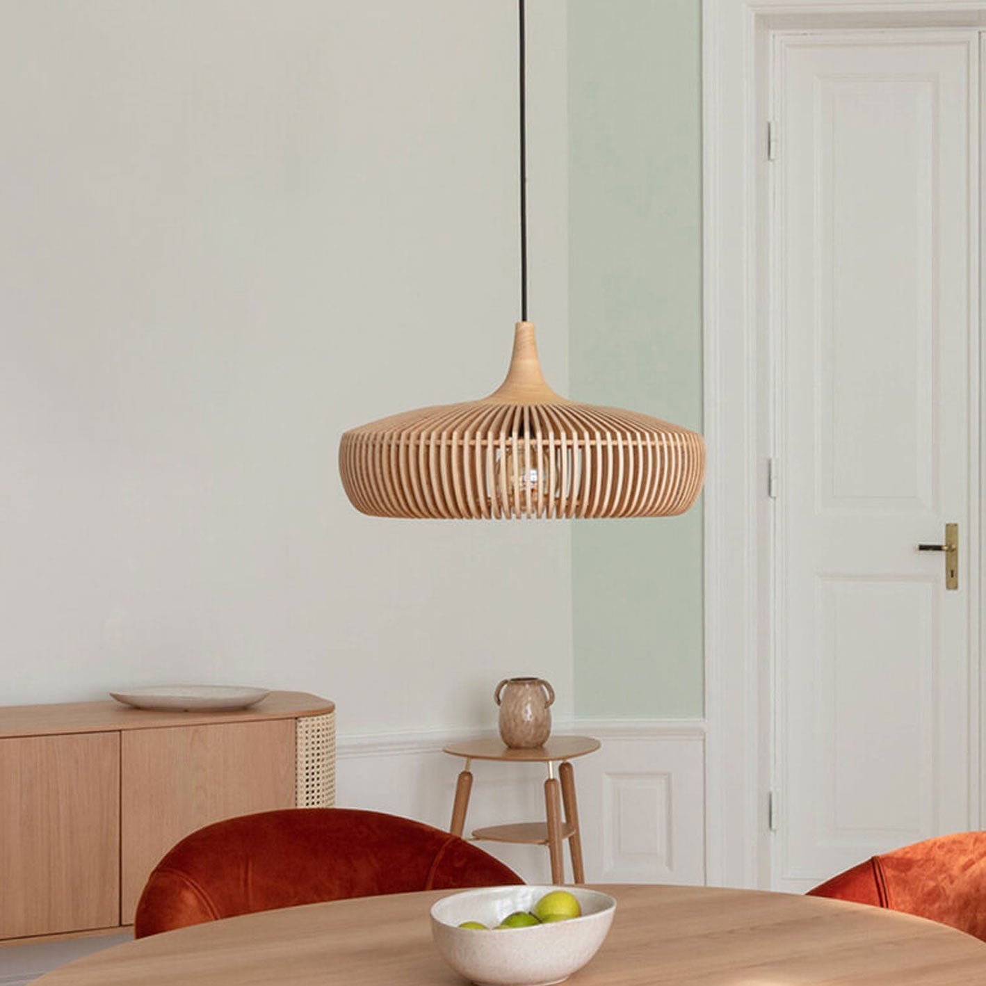 Suspension japonaise en bois naturel style vintage