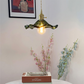 Suspension vintage en verre floral et laiton doré