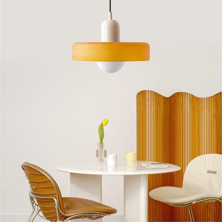 Suspension design moderne bicolore en verre coloré