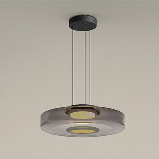 Suspension moderne verre Bauhaus triple niveau ambrée