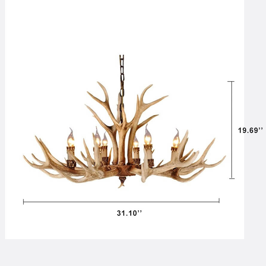 Suspension bois de cerf design en résine rustique