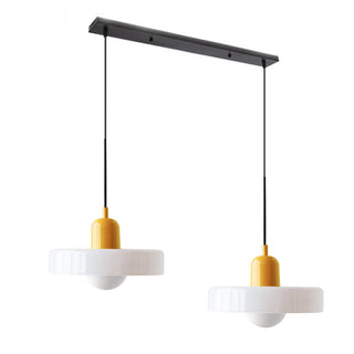 Suspension vintage double Bauhaus en verre et métal