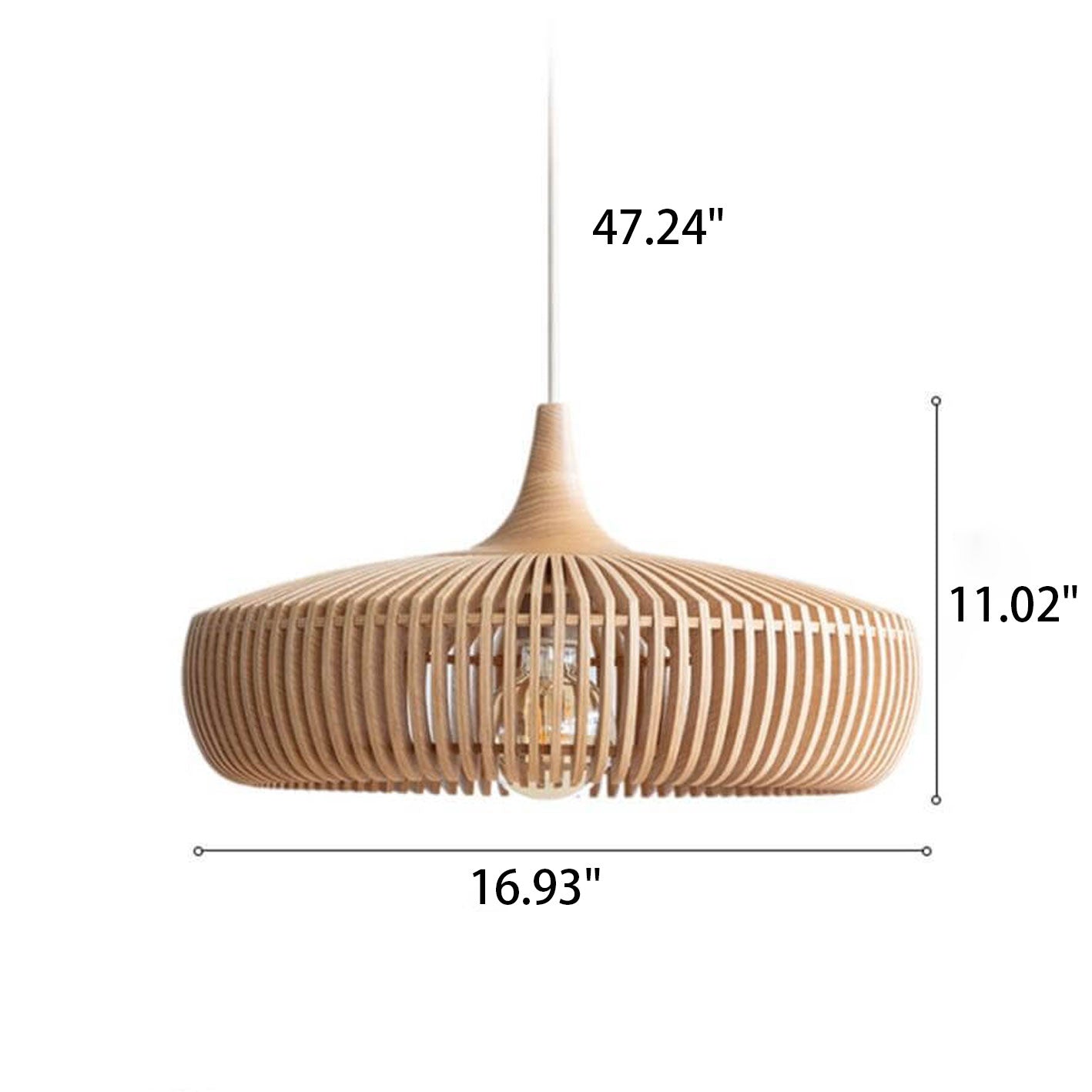Suspension japonaise en bois naturel style vintage