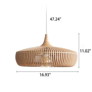 Suspension japonaise en bois naturel style vintage
