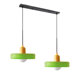 Suspension vintage double Bauhaus en verre et métal