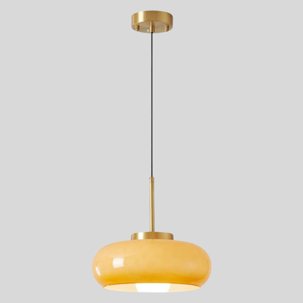 Suspension moderne verre et cuivre design Halvin